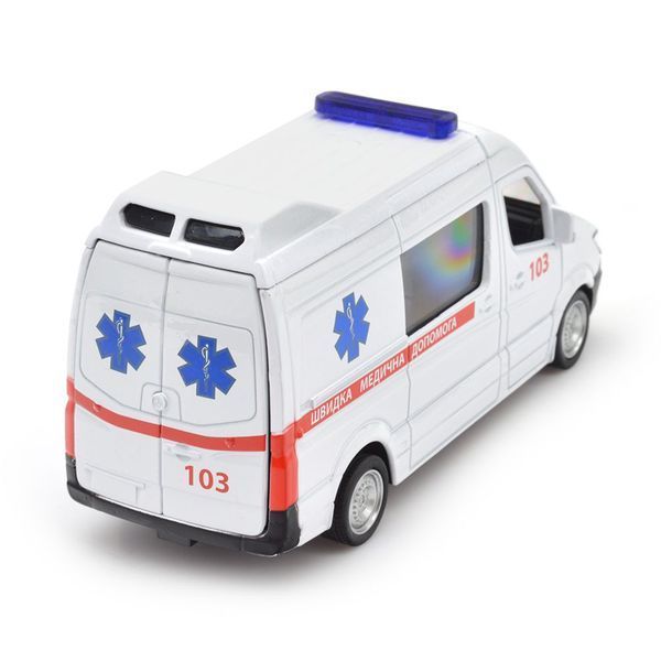 Машинка скорой помощи TechnoDrive Mercedes-Benz Sprinter, 1:32, белый фото 6