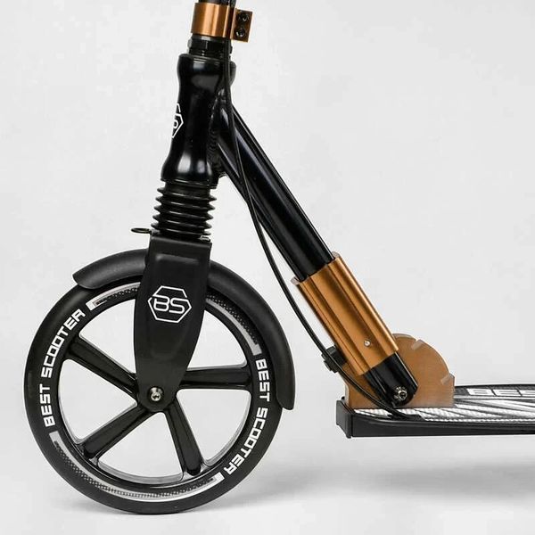 Самокат двоколісний алюмінієвий Best Scooter Big Wheels чорний з бронзою 14268 фото 4