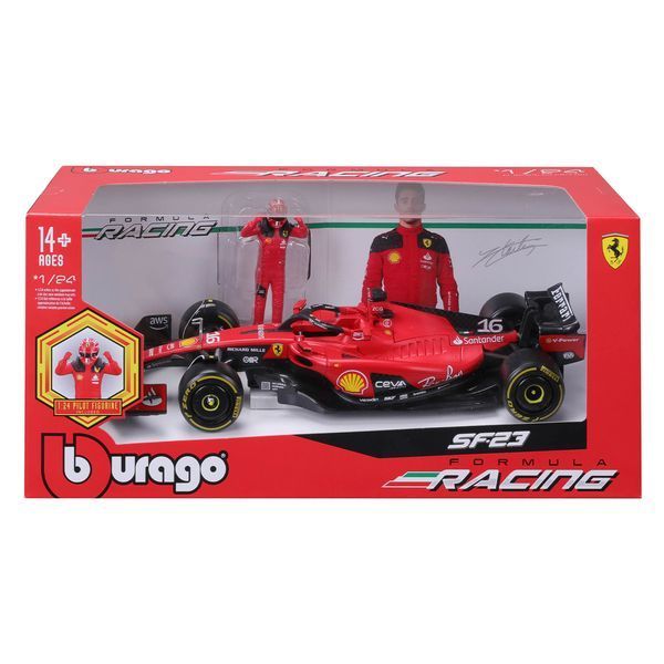 Колекційна модель Bburago Формула 1 Ferrari SF-23, з фігуркою, масштаб 1:24, червоний 18-26809 фото 9