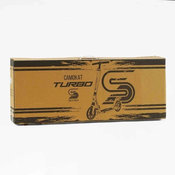 Самокат двухколесный складной Skyper Turbo колеса PU 200 мм с амортизаторами черный / зеленый TR-46503 фото 2