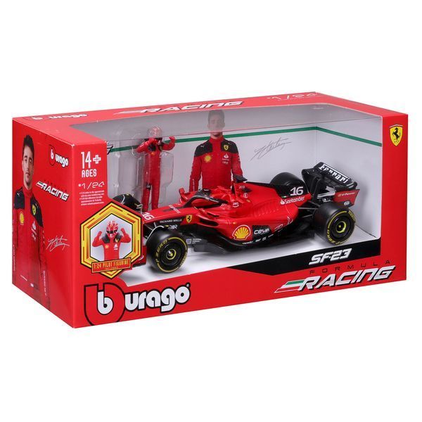 Колекційна модель Bburago Формула 1 Ferrari SF-23, з фігуркою, масштаб 1:24, червоний 18-26809 фото 10