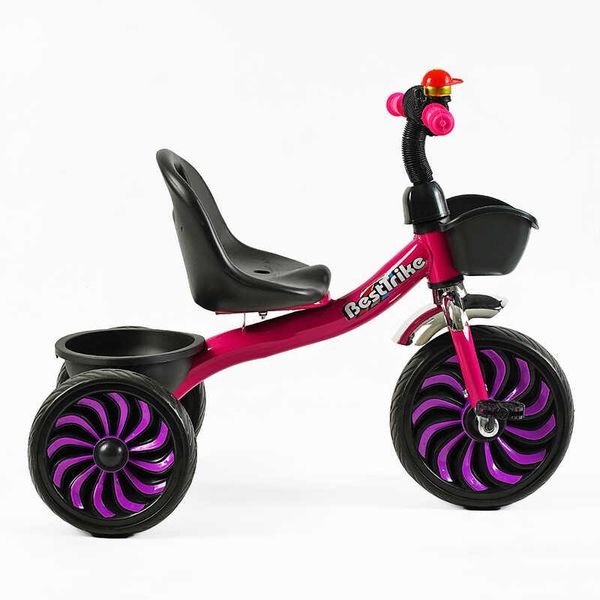 Детский трехколесный велосипед Best Trike стальная рама EVA колеса 10" и 8" розовый с фиолетовым SL-12132 фото 2