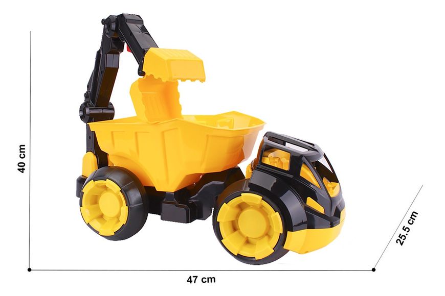 Іграшковий самоскид з маніпулятором ТехноК 47 см жовтий 6917 фото 3