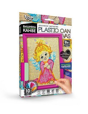 Вышивка на пластиковой канве с багетной рамкой Danko Toys Plastic Canvas: Ангелок PC-01-05 фото 1