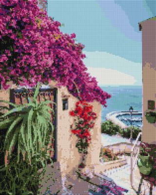 Алмазна мозаїка Brushme "Квітуча вуличка Греції" 40х50см DBS1014 фото 1