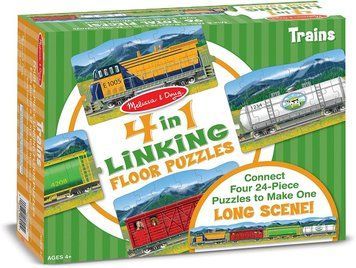 Набор мега пазлов 4 в 1 Melissa&Doug "Поезд" 24х4 элементов 40 х 30 см MD8910 фото 1