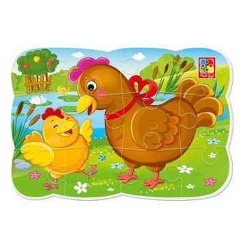 Магнитные пазлы Vladi Toys "Курочка и цыплёнок" 12 элементов VT3205-61 фото 1