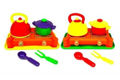Набір іграшкового посуду з плитою Юніка 6 предметів 0408 фото 1
