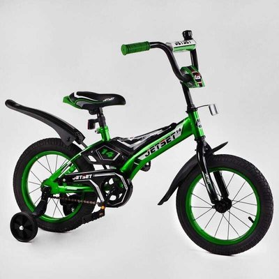 Велосипед дитячий двоколісний 16" Jet Set з додатковими колесами зелений JS-N1601 фото 1