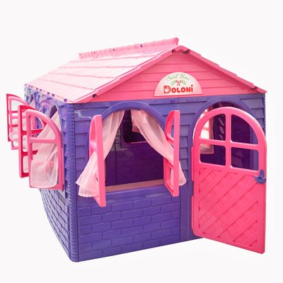 Пластиковий дитячий ігровий будиночок Doloni з вікнами та дверима 256х130х120 см фіолетовий з рожевим 02550/20 фото 1