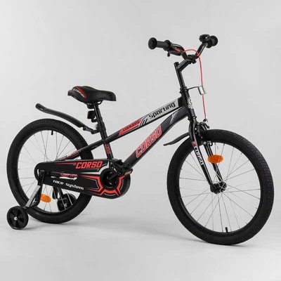 Велосипед підлітковий двоколісний 20" CORSO Sporting чорно-червоний R-20607 фото 1