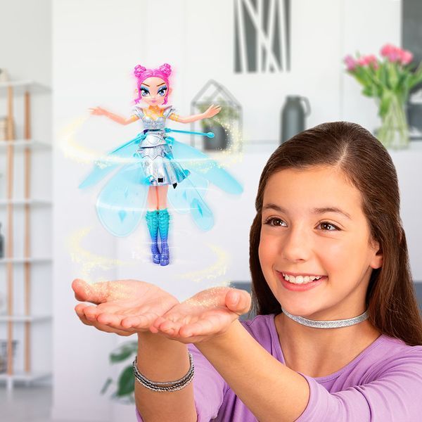 Інтерактивна казкова лялечка - фея Hatchimals FlyingPixie CrystalPopStar з підставкою блакитна фото 3