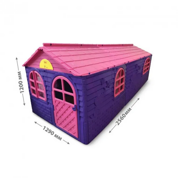 Пластиковий дитячий ігровий будиночок Doloni з вікнами та дверима 256х130х120 см фіолетовий з рожевим 02550/20 фото 6
