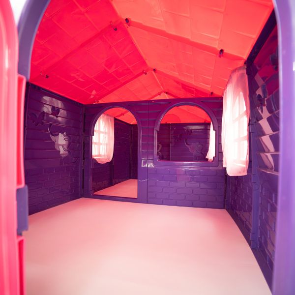 Пластиковий дитячий ігровий будиночок Doloni з вікнами та дверима 256х130х120 см фіолетовий з рожевим 02550/20 фото 4