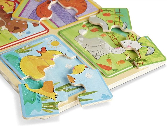 Деревянные пазлы 4 в 1 "Игривые друзья" Melissa&Doug 4 пазла по 4 элемента MD31364 фото 5