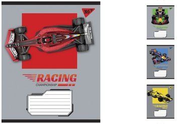 Набір учнівських зошитів Yes Racing championship формат А5, 18 арк. в клітинку 25 шт. 765831 фото 1