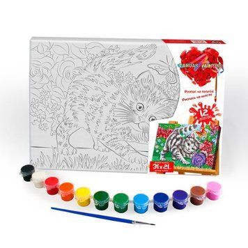 Розпис на полотні Danko Toys Canvas Painting Котик сіренький 31х21 см фото 1