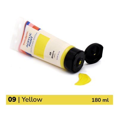 Художня глянсова акрилова фарба BrushMe колір "Жовта" 180 мл TBA18009 фото 1