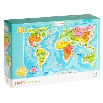 Детский пазл DoDo "Карта мира" 100 элементов 46 х 64 см 300110/100110 фото 1