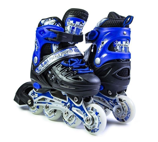 Дитячі розсувні ролики 29-33 з комплектом захисту та шоломом Scale Sports Blue підсвічування переднього колеса фото 2