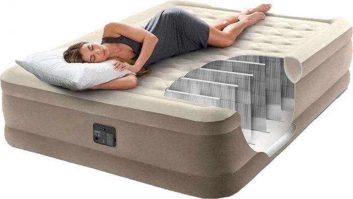 Велюровый надувной матрас для отдыха и сна Intex двойной с электронасосом 152х236х46см 64428 фото 5