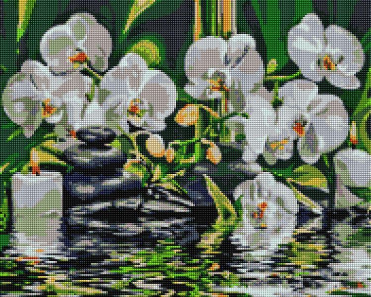 Алмазна мозаїка Brushme "Спокій біля орхідей" 40х50см DBS1002 фото 1