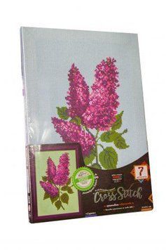 Вышивка крестиком на канве с подрамником Danko Toys Cross Stitch: Сирень VKB-02-04 фото 1