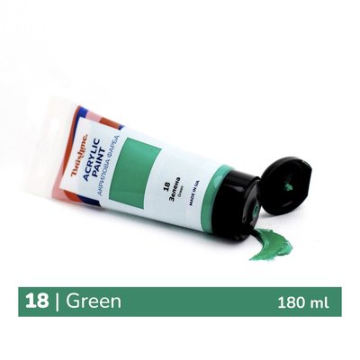 Художественная глянцевая акриловая краска BrushMe цвет "Зеленая" 180 мл TBA180018 фото 1