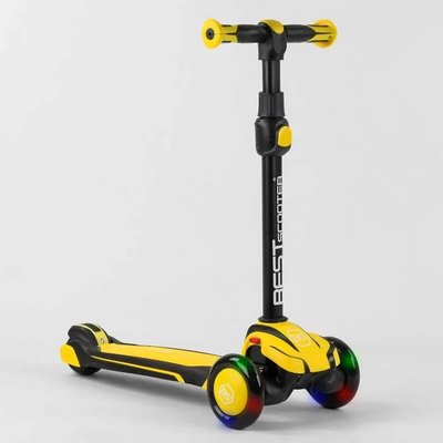 Самокат дитячий триколісний з підсвічуванням Best Scooter MAXI до 60 кг чорний з жовтим MX-80204 фото 1