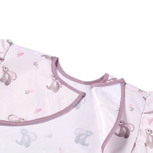 Детский нагрудник для кормления 6м+ Babyono Зайчики с карманом, на липучке 34х33 см розовый фото 3
