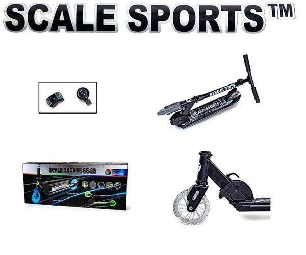 Двоколісний самокат Scale Sports SS-22 AERO складаний чорний з підсвічуванням коліс та деки фото 7