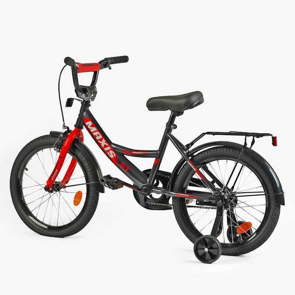 Велосипед дитячий двоколісний 18" CORSO Maxis доп колеса чорно-червоний CL-18670 фото 3