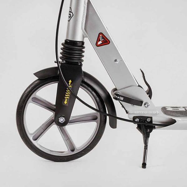 Самокат двоколісний складаний анодований Best Scooter Factor колеса PU 200 мм з амортизаторами сріблястий BS-81766 фото 3