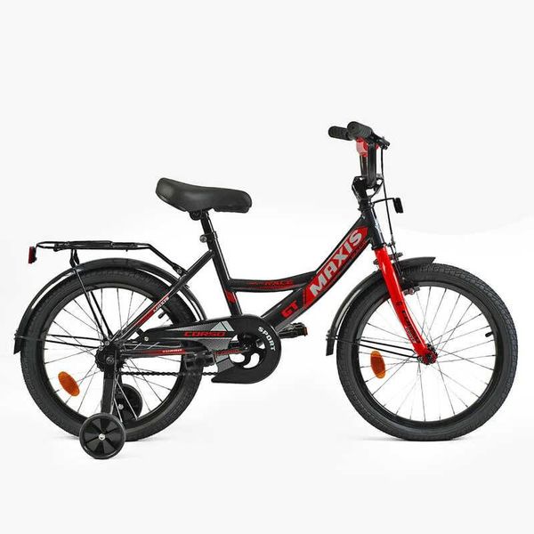 Велосипед дитячий двоколісний 18" CORSO Maxis доп колеса чорно-червоний CL-18670 фото 2
