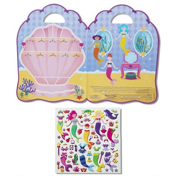 Об'ємні багаторазові наліпки з тематичним альбомом Melissa & Doug "Русалки" 65 наліпок MD19413 фото 3