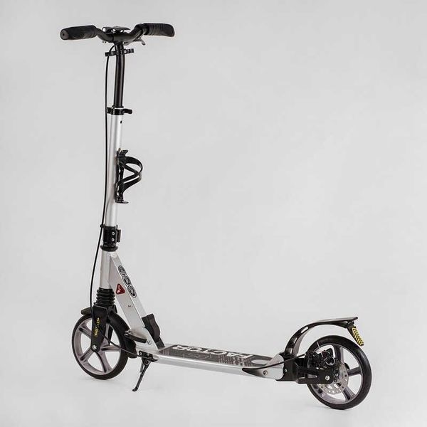 Самокат двоколісний складаний анодований Best Scooter Factor колеса PU 200 мм з амортизаторами сріблястий BS-81766 фото 5