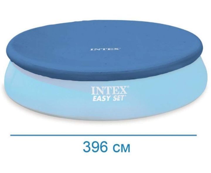 Захисний тент для круглого наливного басейну Intex діаметр 376 см синій 28026 фото 2