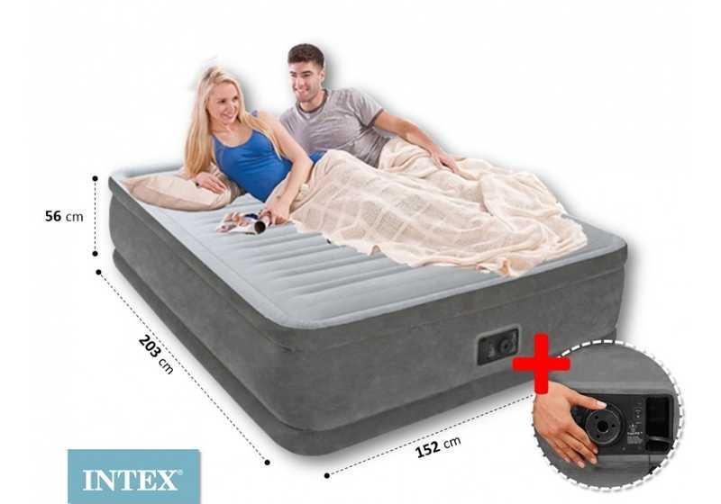 Велюровий надувний матрац для відпочинку та сну Intex подвійний з електронасосом 152х236х56см 64418 NP фото 2