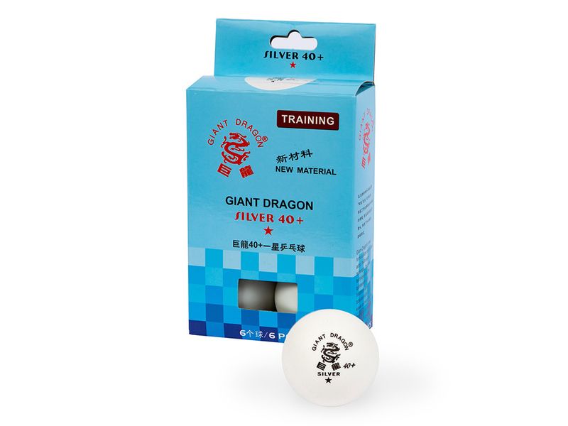 М'ячики для настільного тенісу Giant Dragon Training Silver 40+ 1 зірка 6шт білі фото 2